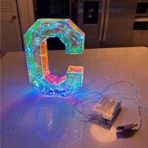 Iridescent "C" Initial Fairy Light Decor